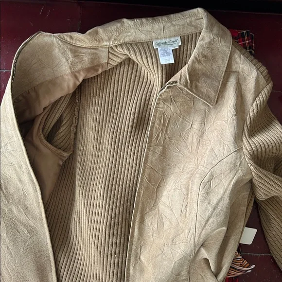 Coldwater Creek Suede and Sweater Jacket with Ribbed Sleeves - Picture 8 of 9